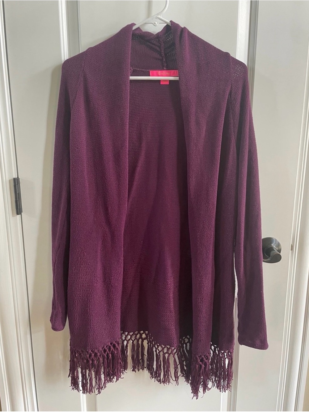 Lily Pulitzer Tatum Fringe Hem Cardigan in Cherry Ganache